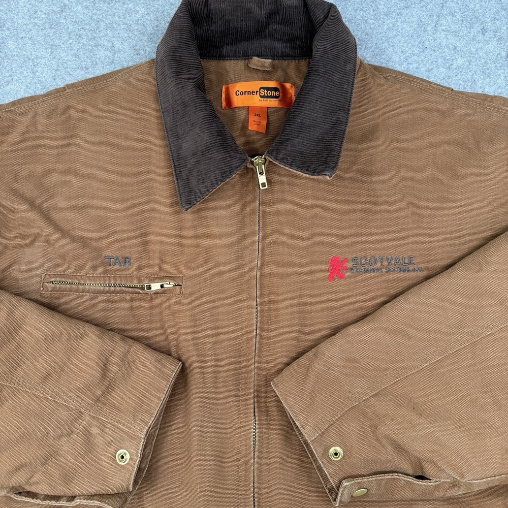 Corner Stone Men's Brown Duck Canvas Chore Jacket Cotton Brown Size 2XL Quilted